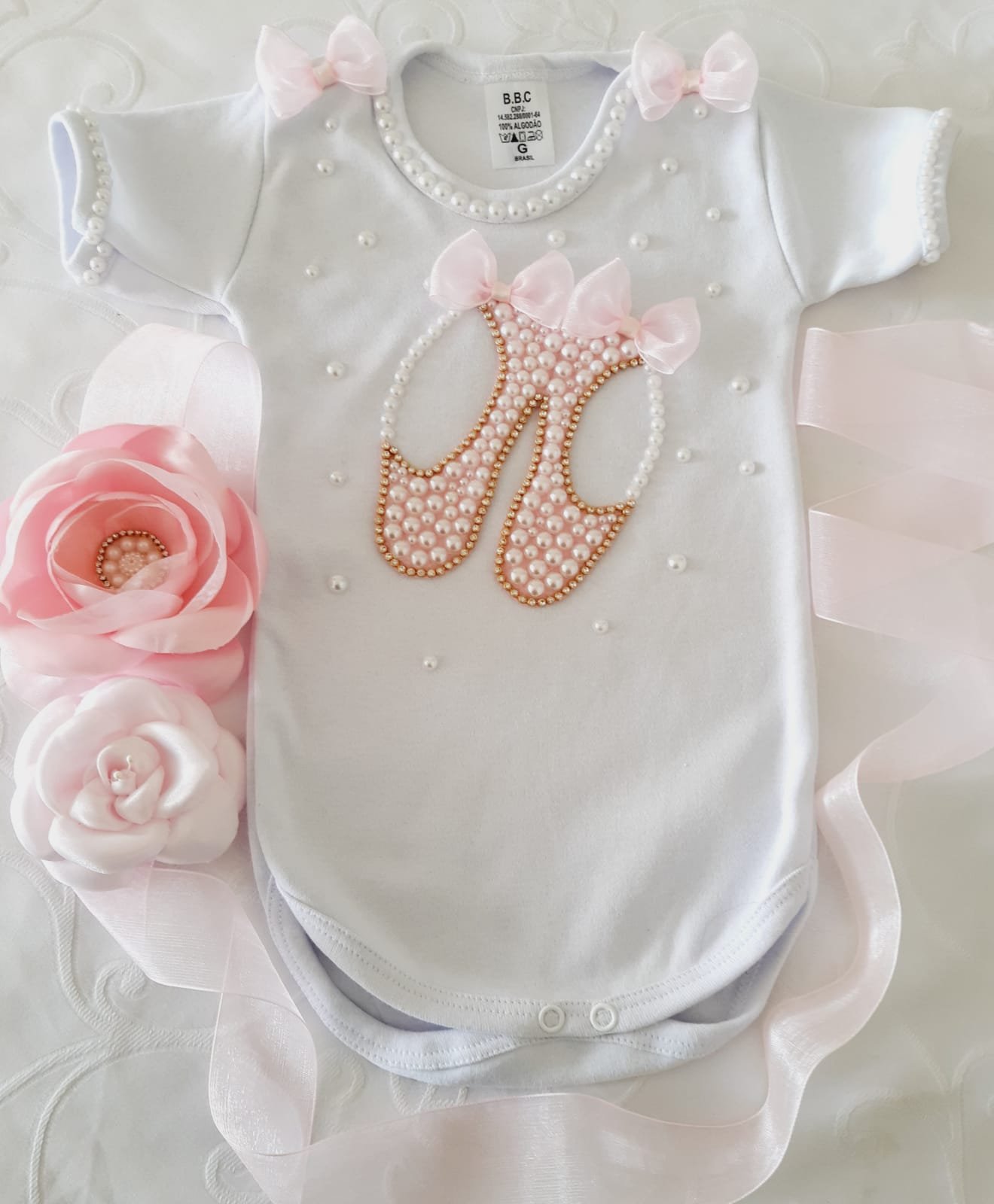Body de Bebê Personalizados Sapatilha Rosa